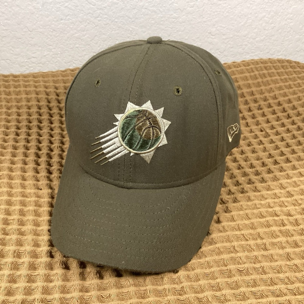 Vintage 90s Phoenix Suns New Era Wool Fitted Hat Cap 7 1/8 Army Green 5950